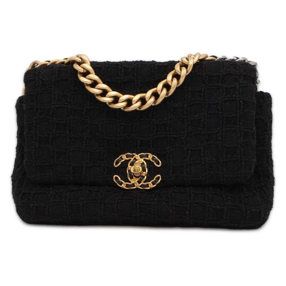 Chanel 19 Flap Tweed Bag Black